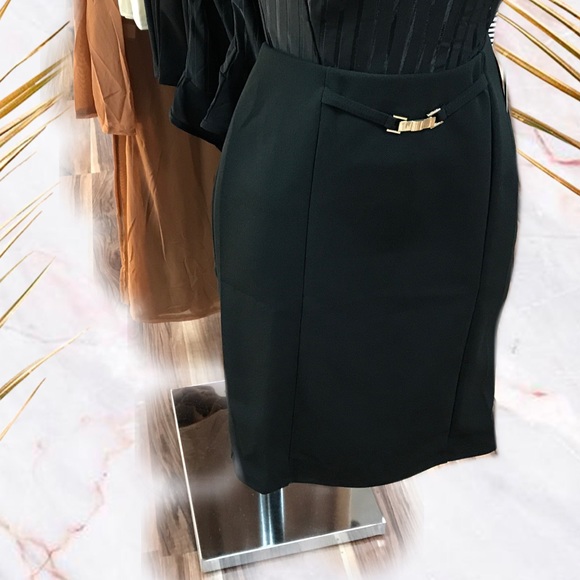 SHOPICANDIES Dresses & Skirts - ‼️ Black Gold Bar Mini Stretch Skirt Classy Work